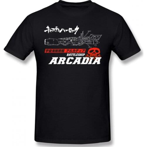 Men Clothing Space Pirate Captain Harlock Arcadia Kei Yuki Tadashi Anime TShirt Red T-Shirt Battleship Men Fashion Short Sleeve
