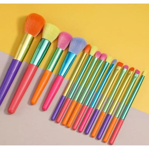 15Pcs Watercolor Makeup Brushes Set Professional Powder Eye Shadow Foundation Blush Blending Cosmetics Make Up Brush
