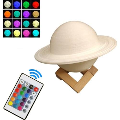 3D Printing Saturn Night Lamp Moon Light for Kids Home Decoration Remote / Touch Control USB Rechargeable Bedroom Bedside Lamp