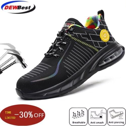 New mens air cushion anti-smash and anti-puncture safety shoes breathable lightweight construction industry work safety boots