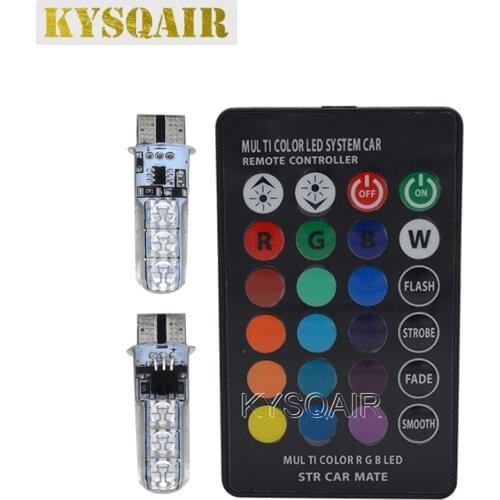 New Universal Car LED T10 W5W RGB COB 12SMD Colorful Multi Mode With Remote Control Flash/Strobe Car LED T10 Clearance lights