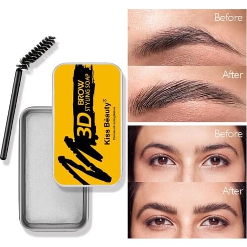Brand New Eyebrow Soap Wax With Mini Brush Fluffy Feathery Eyebrows Pomade Gel For Eyebrow Styling Makeup Soap Brow Sculpt Lift