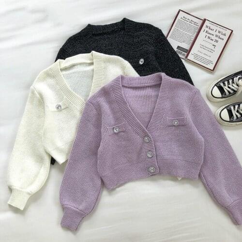 Solid Casual Oversize Warm Knitted Cardigan Women 2021 Autumn New Long Sleeve Short Knitwear Winter Women Sweater