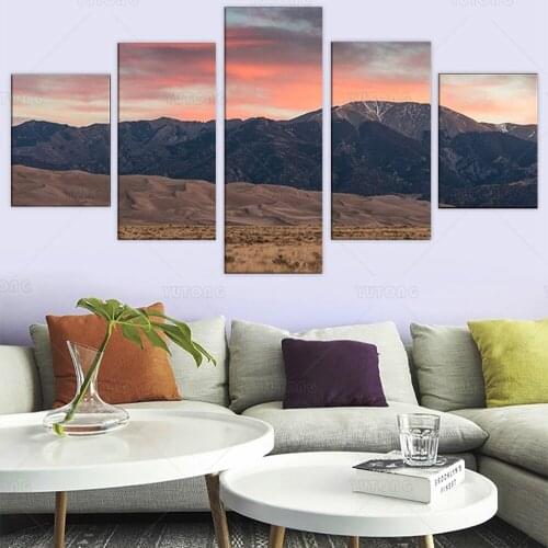 Sunrise at Great Sand Dunes National Park Wall art Decoration 5 Piece Posters print canvas Paintings US Colorado Landscape