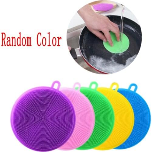 6Pcs Silicone Cleaning Brushes Soft Silicone Scouring Pad Washing Sponge Dish Bowl Pot Cleaner Washing Tool Kitchen Accessories