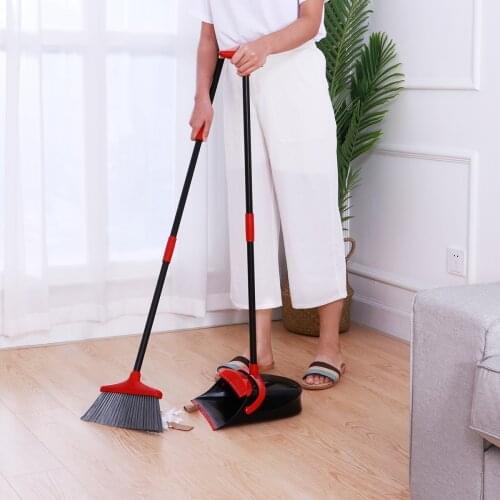 Foldable Standing Broom Dustpan Set with Extendable Broomstick Sweeping Clean Brush Magic Windproof Rotatable Broom Crumb Tools