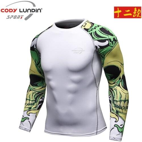 Gym Fitness Compression Shirt Men Running Shirts Long Sleeve Tight Sport Workout Tee Tops Crossfit MMA Muay Thai Boxing Tshirt