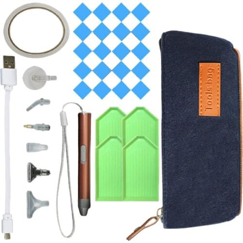 LED Light Point Drill Pens USB Rechargeable Luminous Pen with 6 Heads Lamp Diamond Painting Accessories Drawing Sewing Tool