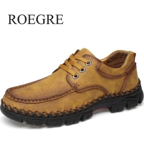 Genuine Leather Casual Shoes 2020 New Autumn Lace-up Male Flats Outdoor Non-slip Hiking Shoes Big Size Business Footwear 45 46