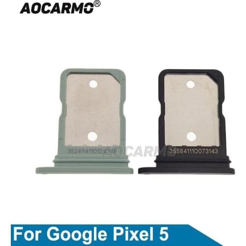 Aocarmo Black For Google Pixel 5 Sim Card Tray SIM Slot Holder Replacement Parts