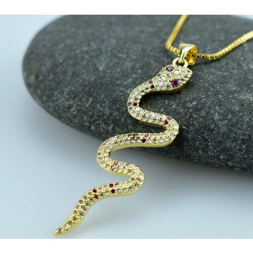 New Fashion Snake AAA CZ Zircon Pendant Necklace for Women Gold Color Clavicle Chain Creative Design Jewelry Party Gift