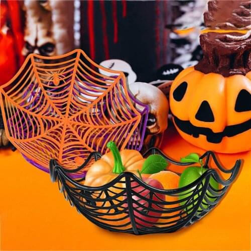 1/3pcs Halloween Party Plates Spider Web Candy Basket Spiderweb Halloween Party Decor Kitchen Supplies Biscuit Fruits Plates