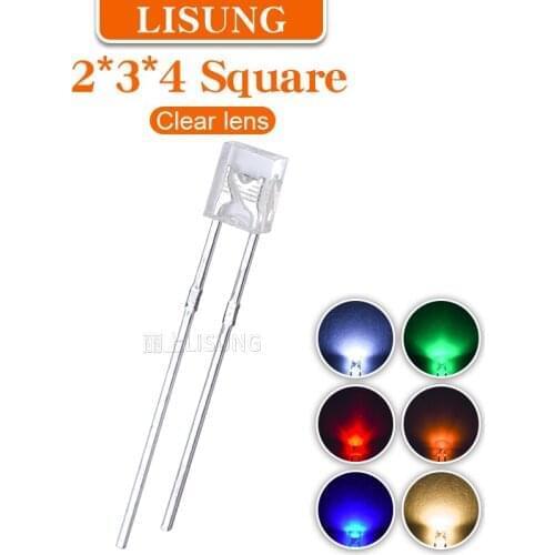 1000pcs/Bag 234 Square Led 2*3*4mm Light-emitting Diode White Red Green Blue Electronic Water Clear Indicator Light Diy Kit