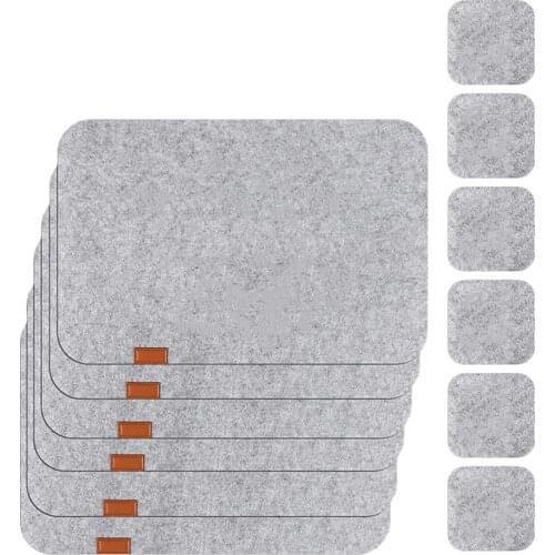 12Pcs Felt Placemat Washable Practical Heat Insulation Square Placemat Simple Grey Placemat for Home Hotel Shop