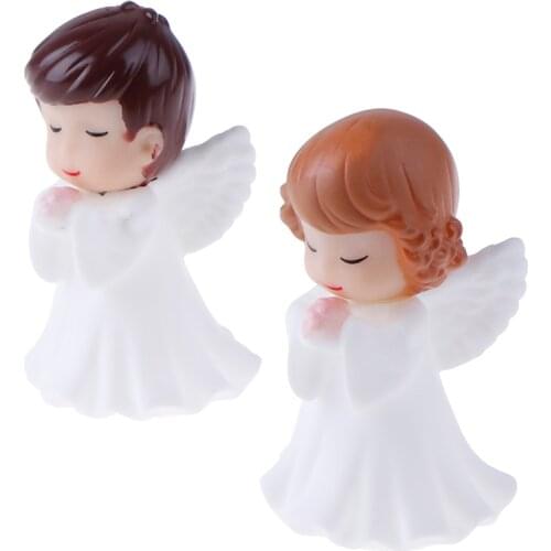 2 Pcs Angels Figurines Miniature Well Workmanship Odorless Sculpture Ornament Decoration For Desktop Car Garden Cake