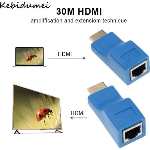 30M HDMI-compatible extender Lan Network HDMI-compatible Extender To RJ45 Receiver TX RX Cat5e CAT6 Ethernet Cable V1.4 4K HD TV