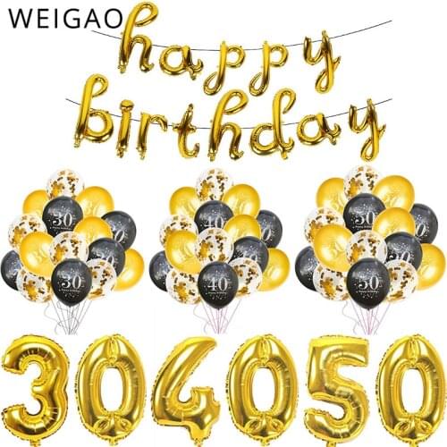 30th 40th 50th 60th Latex Confetti Balloon Happy Birthday Party Decorations Adult 30 40 50 60 Years Happy Birthday Supplies