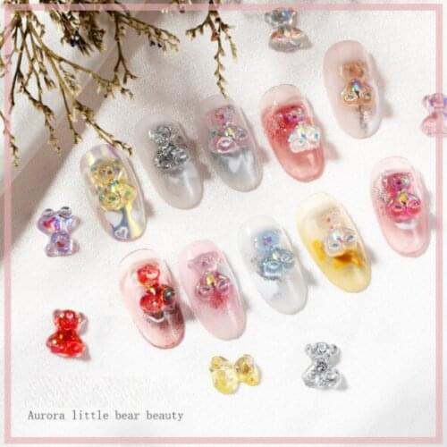 3D Nail Art Rhinestone Accessories Three-dimensional Symphony Aurora Soft Candy Crystal Bear Jewelry Nail Art Decoration