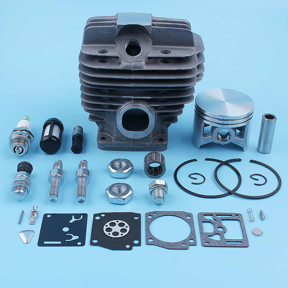 50mm Cylinder Piston 12mm Pin Carb Repair Kit For Stihl MS440 044 MS 440 Chainsaw Bar Stud Nut Decompression Valve Spare Parts