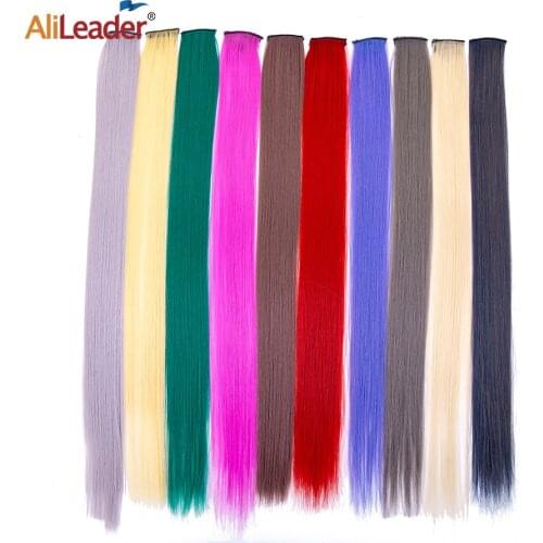 Alileader 60 CM Long Clip In Hair Extensions Pink Blue Purple Clip Hair With Lace Blonde Pink Purple Hair Extensions