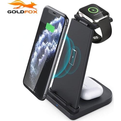 15W Wireless Charger 3 in 1 Wireless Charger Stand for iPhone 12 11 XS XR 8 Fast Charging Dock Station for Airpods Apple Watch
