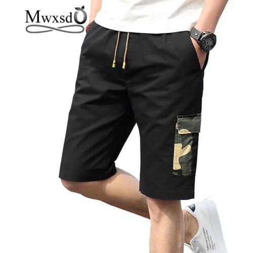 Mwxsd brand Summer Mens Cotton Shorts Men camouflage patchwork Short Pant Male slim fit elastic waist shorts
