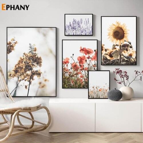 Flower Sunflower Botanical Canvas Art Poster Nordic Decorative Print Wild Weed Wall Painting Scandinavian Picture Home Decor