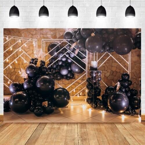 Laeacco Black Balloon Glitters Lights Birthday Party Baby Shower Decor Photography Backdrop Photographic Background Photocall