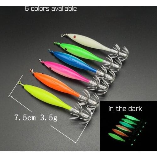 5PC 3.5g 7.5cm Luminous Fishing Lure Wobblers Squid Hook Bionic Fake Luya Bait Artificial Set for Bass Goods Tackle Accessories