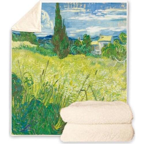Van Gogh Oil Painting 3D Printed Sherpa Blanket Couch Quilt Cover Travel Bedding Velvet Plush Throw Fleece Blanket Bedspread VG8