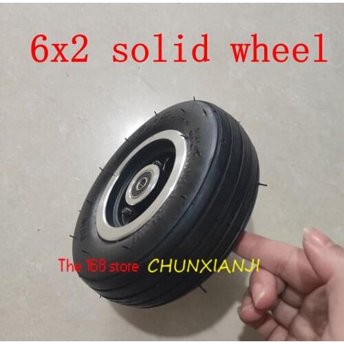 Good Quality 6 Inch Electric Scooter Wheel 6x2 Solid Tire Metal Hub for Trolley Cart Wheel