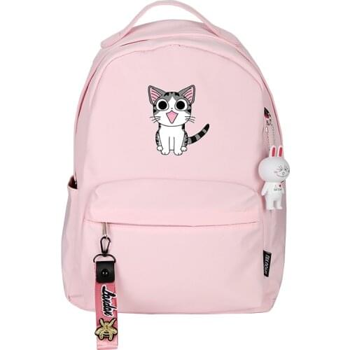 Chis Sweet Home Kawaii Cat Girl Back pack Women Cute Pink Backpack Nylon School Bags Cat Travel Backpack 2019 New Rucksack