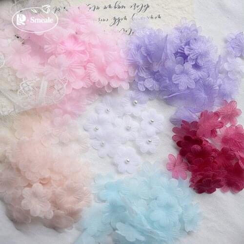 Mini Snow Yarn 3D Petals Wedding Dress Doll Clothes Decorative Small Flowers DIY Accessories RS3066