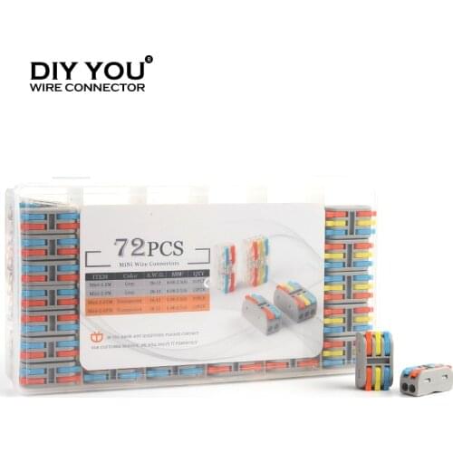 Mini TYPE Boxed 2/3 Pin Push-In Universal Compact Wire Connectors Conductor Terminal Block Small Electric Cable wiring Connector