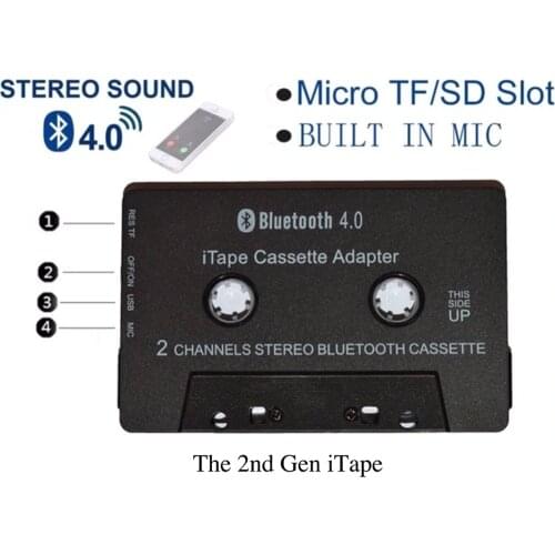 Newest Wireless iTape CSR Bluetooth V4.0+EDR Stereo Audio Cassette Player Receiver Adapter can work while charging for Car Deck
