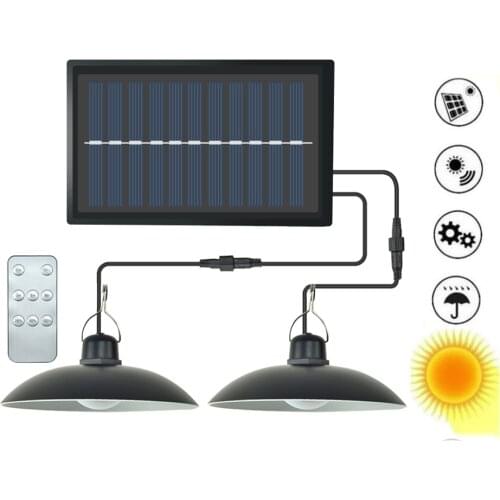 Remote 30 led 2 head Retro Lampshade Outdor Solar Lamp Split 5M Extension 3 Heads Rotating Wall Lamp Waterproof For Garden Décor