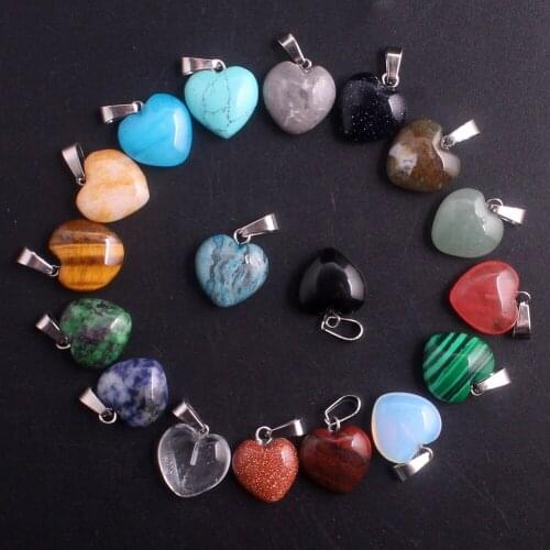 Reiki Druzy Crystal Quartz Natural Stone Pendant Charms Love Heart Necklace Pendants 24pcs/lot For Women Valentines Day Gift