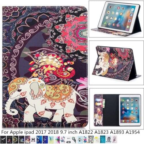 For Apple New iPad 9.7 2017 2018 Cartoon Ultral Slim Leather Smart Flip stand Cover Case for iPad A1822 A1823 A1893 A1954 + pen