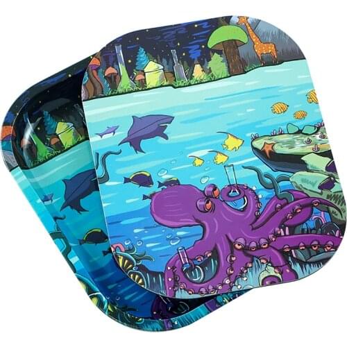 14*18cm Rolling Paper Tray Tobacco Metal Cigarette Smoking Tinplate Plate Discs Smoke Magnetic