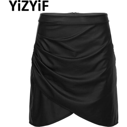 Women Faux Leather Black Skirt Invisible Zipper High Waist Slim Bodycon Sexy Pencil Miniskirt Female Autumn Party Wear Clubwear