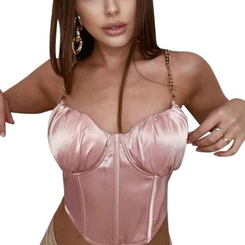 Ladies Sexy Metal Chain Strap Camisole Tops Women Sleeveless V Neck Solid Color Slim Fit Tank Top Club Sexy Crop Top Streetwear