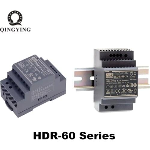 1pcs-5pcs Meanwell DIN Rail Power Supply HDR Serie HDR-60-12 DC 5V 12V 15V 24V 48V 32W 54W 60W Ultra Slim Step Shape LED Driver