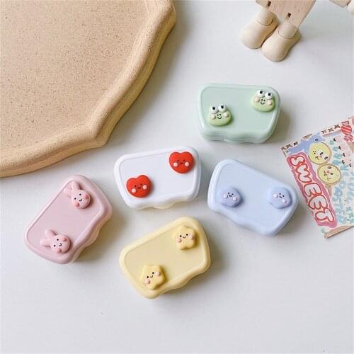 1pcs Mini Cute Star/rabbit/cloud Contact Lens Case Mix-colored Contacts Storage Case Travel Portable Contact Case With Mirror