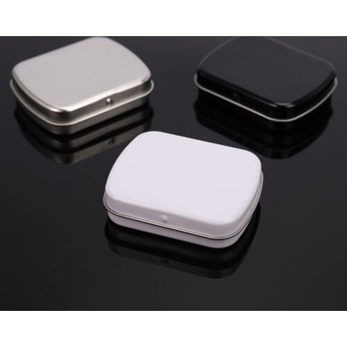 1PC Small Empty Metal Tin Flip Storage Box Case Organizer For Money Coin Candy Key Container Jar cans Silver Black white