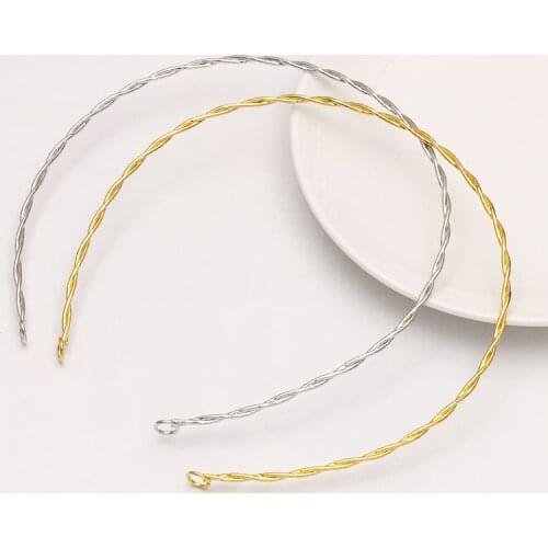 2pcs Metal Wire Twisted Headband Base Choker Collar with Clasp Adjustable Hoop Ring For DIY Making Retro Headwear Accessories