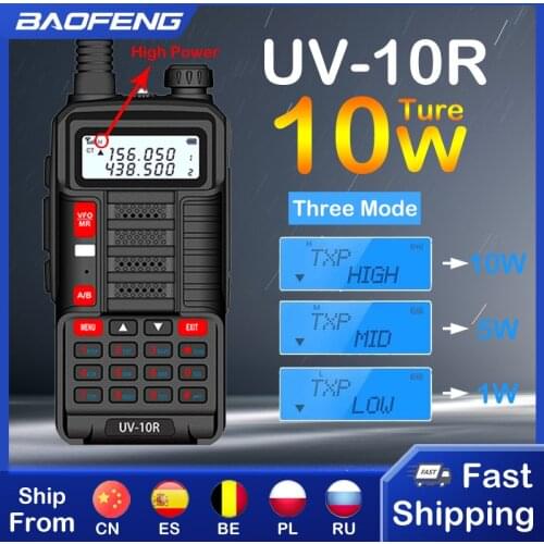 Baofeng New Professional Walkie Talkie UV 10R 10km 128 Channels VHF UHF Dual Band Two Way CB Ham Radio Baofeng UV-10R
