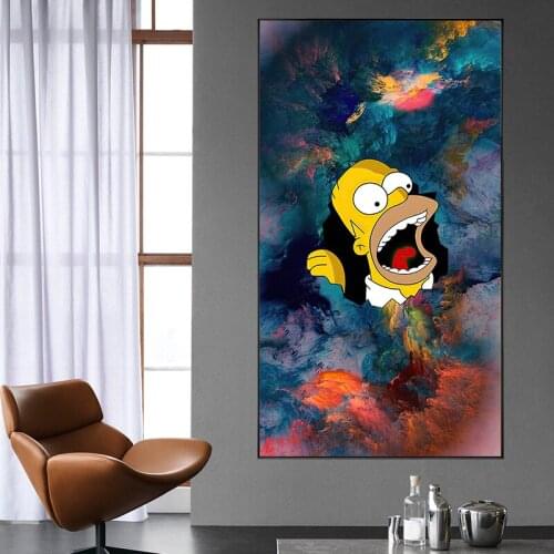 Abstract Blue Cloud Canvas Paintings Oil Painting Cartoon Simpson Wall Art Posters Home Decoration Wall Picture For Living Room