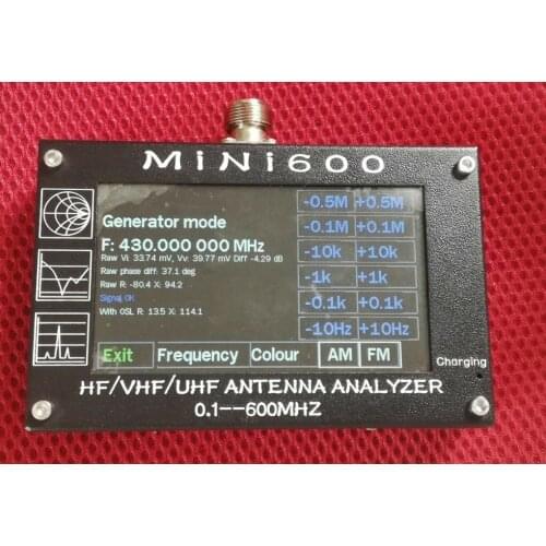 Latest version UV + HF Mini600 4.3" Touch LCD 0.1-600MHz HF/VHF/UHF ANT SWR Antenna Analyzer Meter + Rechargeable batery