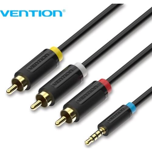 Vention 3.5mm To 3 RCA Audio Cable Adapter 1.5m/2m High Quality Male To Male Jack Aux Cable For Android TV Box Speaker Ipod