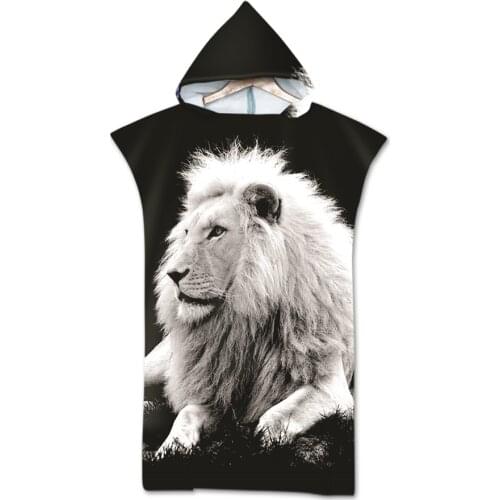 Free shipping Gift Cool Animals Beach Towel Poncho Lion Wolf Leopard Gorilla Fox Large Hooded Swim Surf Spa Bath